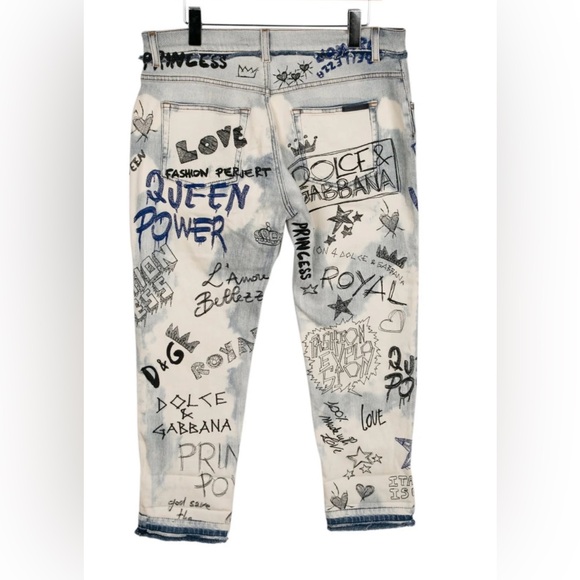 Dolce & Gabbana Graffiti Denim Pants - Picture 2 of 2